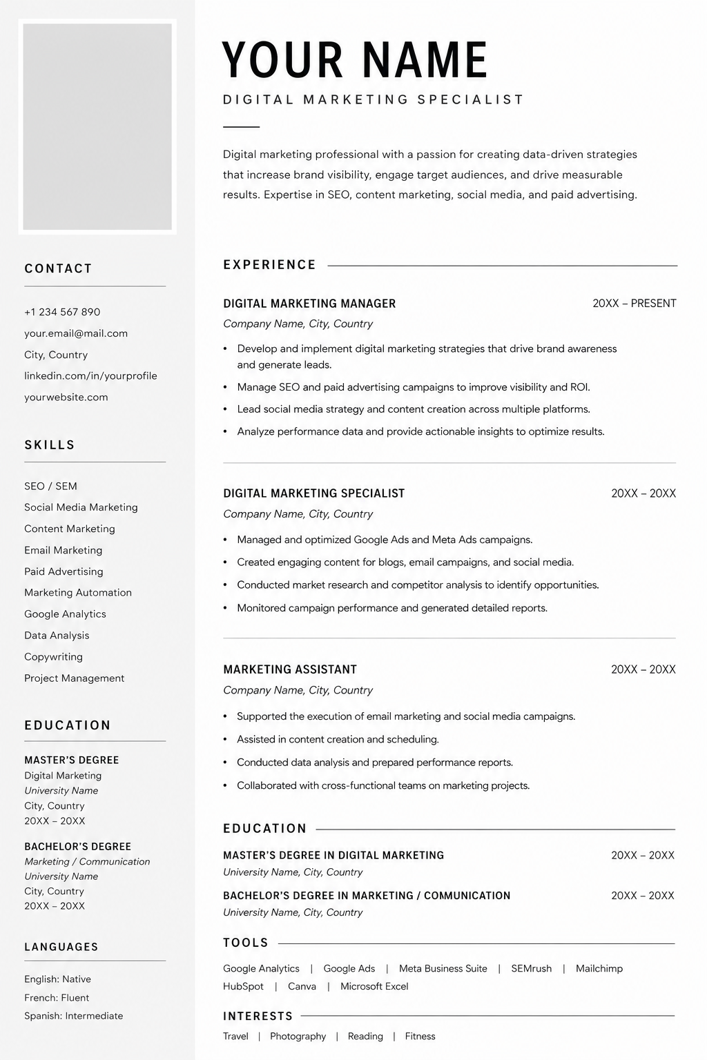 Template CV Marketing Digital