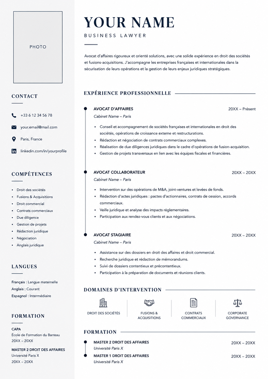 Template CV Droit